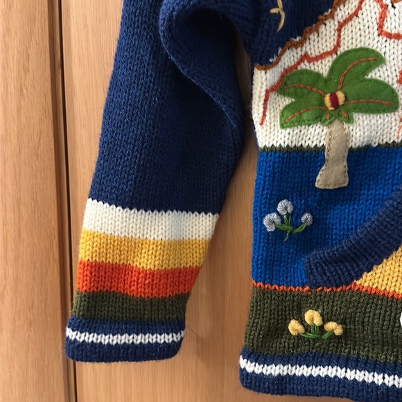 Youth Kids Colorful Embroidered Full Zip Hooded Sweater Sun Cloud Animal Small - Picture 4 of 8